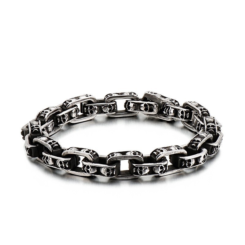 Bracciale In Titanio Con Teschio, Braccialetto Da Motociclista Chic, Gioiello In Titanio Bracciale In Titanio Con Teschio, Braccialetto Da Motociclista Chic, Gioiello In Titanio