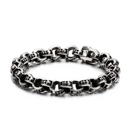 Bracciale In Titanio Con Teschio, Braccialetto Da Motociclista Chic, Gioiello In Titanio