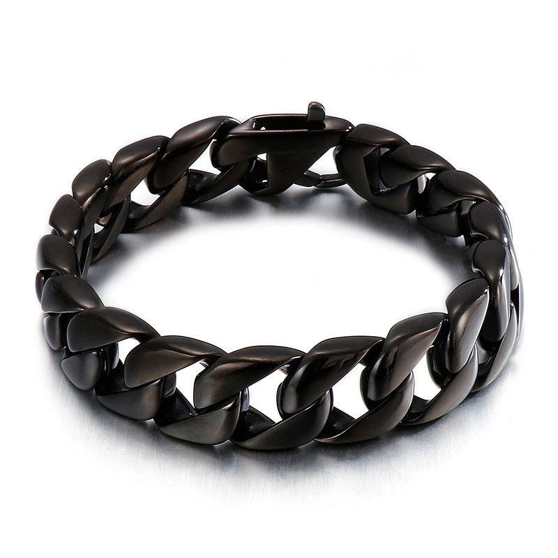 Bracciale Da Uomo In Titanio Nero Con Catena Da Uomo Bracciale Da Uomo In Titanio Nero Con Catena Da Uomo