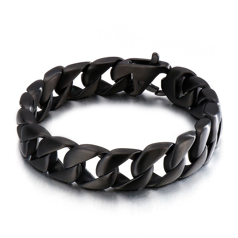 Bracciale Da Uomo In Titanio Nero Con Catena Da Uomo