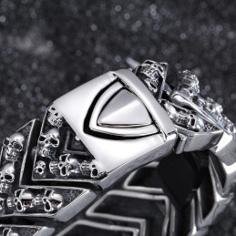 Bracciale In Titanio Con Teschio Grande, Moda Chic
