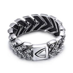 Bracciale In Titanio Con Teschio Grande, Moda Chic
