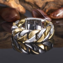 Bracciale Largo Da Uomo In Titanio Placcato Oro