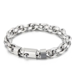 Bracciale Con Doppio Anello A O, Con Bottone Automatico E Placcatura Sottovuoto, Per Uomo