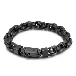 Bracciale Da Uomo Con Doppio Anello O E Bottone Automatico Placcato Sottovuoto