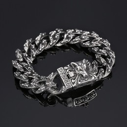 Bracciale In Titanio Con Testa Di Lupo, Stile Retrò, Nero Ed Elegante, Per Uomo