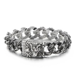 Bracciale In Titanio Con Testa Di Lupo, Stile Retrò, Nero Ed Elegante, Per Uomo