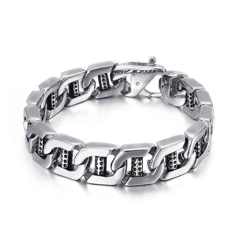 Bracciale Da Uomo In Titanio Chic Wind Hollow Dice Dot Hole Column Bracciale Da Uomo In Titanio Chic Wind Hollow Dice Dot Hole Column