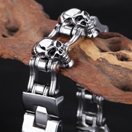 Bracciale Da Motociclista Da Uomo In Titanio Con Teschio In Stile Chic