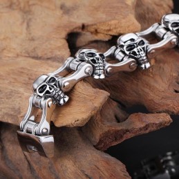 Bracciale Da Motociclista Da Uomo In Titanio Con Teschio In Stile Chic
