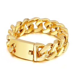 Bracciale Da Uomo Placcato In Oro Con Chiusura A Inserto Spesso In Titanio In Stile Hip-Hop