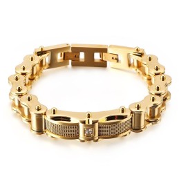 Bracciale Da Uomo In Titanio Con Catena Da Motociclista Rock E Diamante