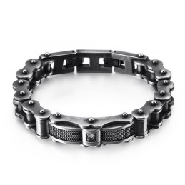 Bracciale Da Uomo In Titanio Con Catena Da Motociclista Rock E Diamante