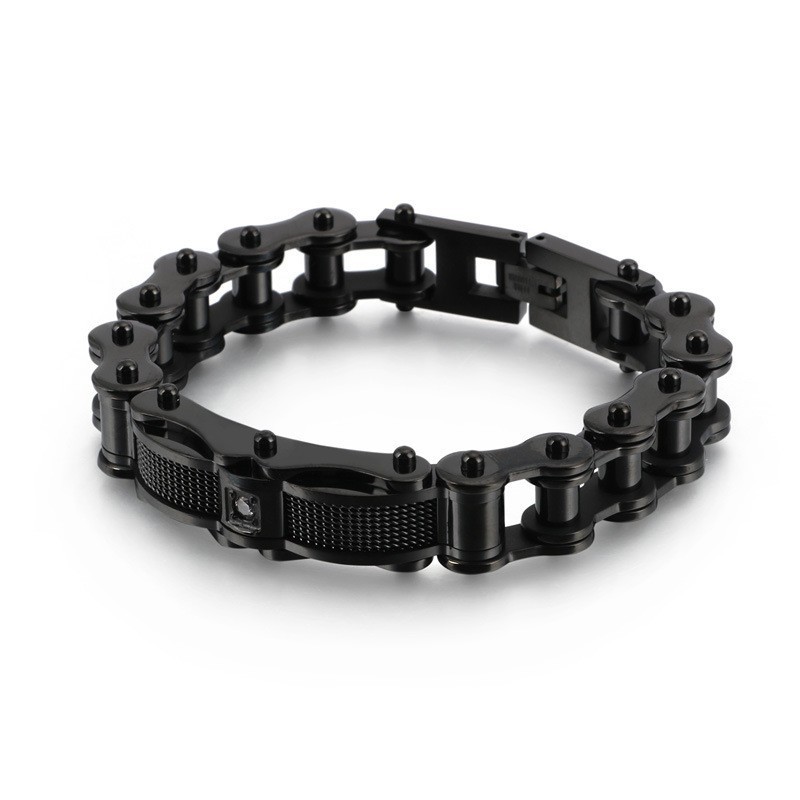 Bracciale Da Uomo In Titanio Con Catena Da Motociclista Rock E Diamante Bracciale Da Uomo In Titanio Con Catena Da Motociclista Rock E Diamante
