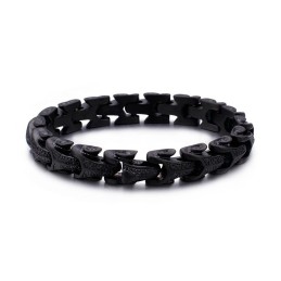Bracciale Da Uomo In Titanio Nero Con Motivo A Squame Di Drago