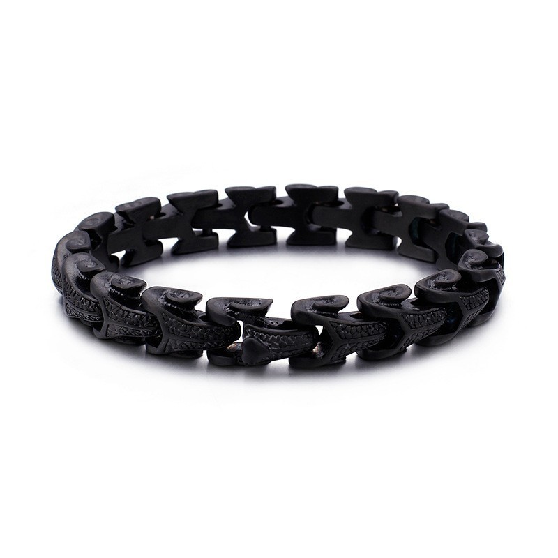Bracciale Da Uomo In Titanio Nero Con Motivo A Squame Di Drago Bracciale Da Uomo In Titanio Nero Con Motivo A Squame Di Drago