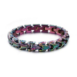 Bracciale Da Uomo In Titanio Con Scaglie Di Drago, Stile Vintage, Placcato Argento, Con Chiglia