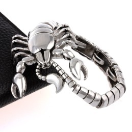 Bracciale In Titanio Lucido Con Simbolo Dello Scorpione
