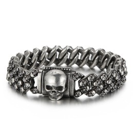 Bracciale Vintage In Titanio Con Teschio Multicolore Galvanizzato Per Uomo