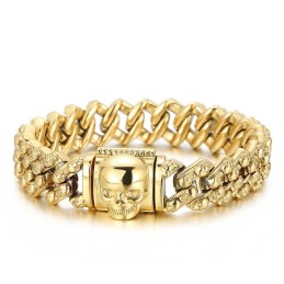 Bracciale Vintage In Titanio Con Teschio Multicolore Galvanizzato Per Uomo