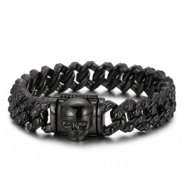 Bracciale Vintage In Titanio Con Teschio Multicolore Galvanizzato Per Uomo