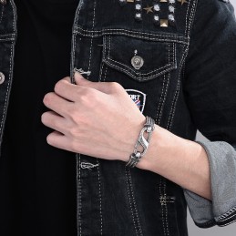 Bracciale Vintage In Titanio Con Motivo A Osso Di Drago Per Uomo