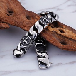 Bracciale In Titanio Con Croce Rotonda In Stile Vintage Chic Per Uomo