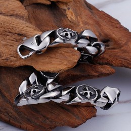 Bracciale In Titanio Con Croce Rotonda In Stile Vintage Chic Per Uomo