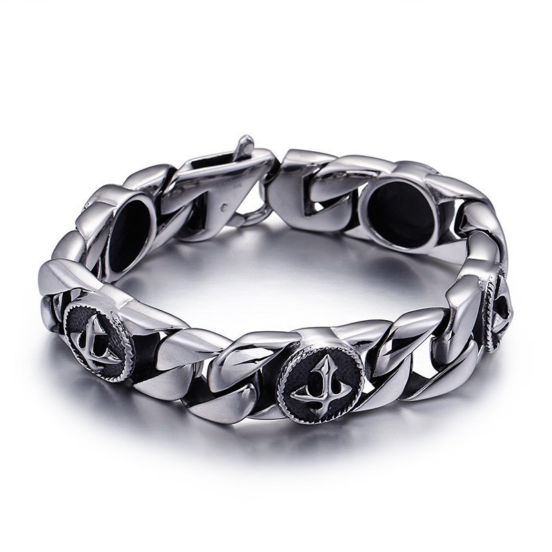 Bracciale In Titanio Con Croce Rotonda In Stile Vintage Chic Per Uomo Bracciale In Titanio Con Croce Rotonda In Stile Vintage Chic Per Uomo
