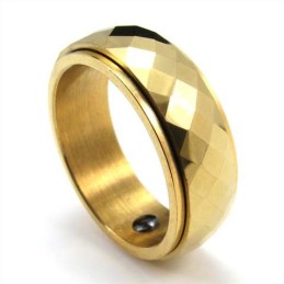 Nuovo Anello In Tungsteno Sfaccettato Dorato