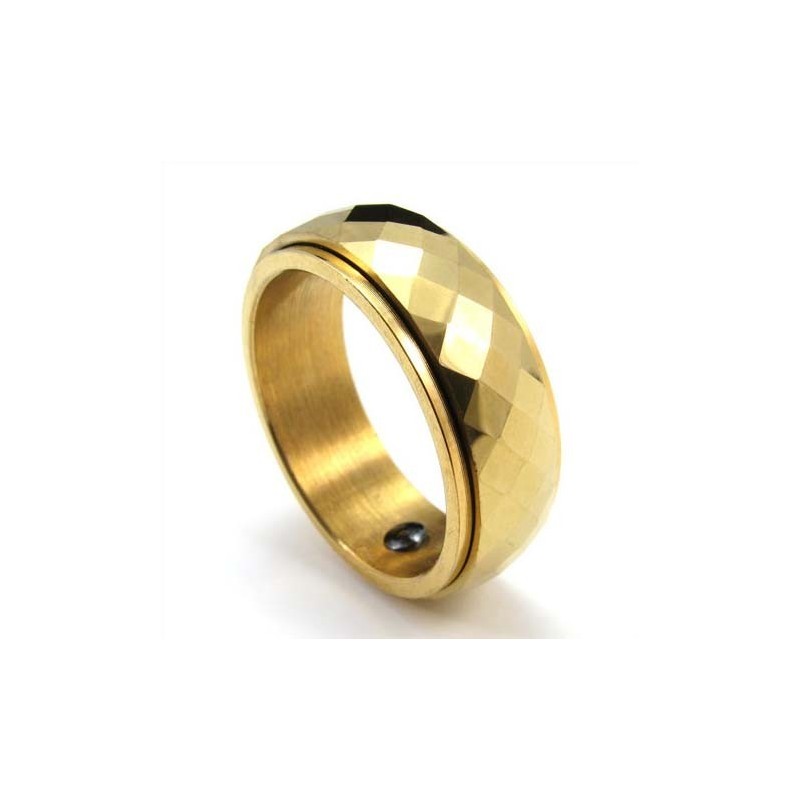 Nuovo Anello In Tungsteno Sfaccettato Dorato Nuovo Anello In Tungsteno Sfaccettato Dorato