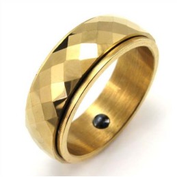 Nuovo Anello In Tungsteno Sfaccettato Dorato