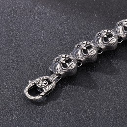 Bracciale Alla Moda In Titanio Con Chiusura A Fiore E Testa Di Tigre, Per Uomo