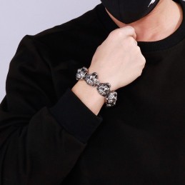 Bracciale Alla Moda In Titanio Con Chiusura A Fiore E Testa Di Tigre, Per Uomo