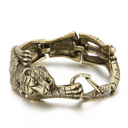 Bracciale Vintage In Titanio Con Tigre In Oro Antico Per Uomo