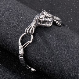 Bracciale Da Uomo In Titanio Con Tigre In Oro Antico