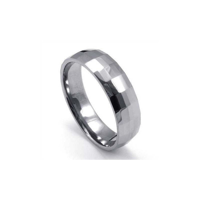 Anello In Tungsteno Sfaccettato Alla Moda Anello In Tungsteno Sfaccettato Alla Moda