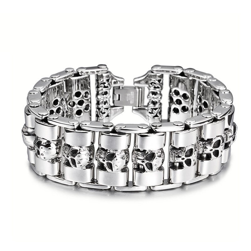 Bracciale In Titanio Con Teschio In Stile Chic Per Uomo Bracciale In Titanio Con Teschio In Stile Chic Per Uomo