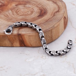 Bracciale In Titanio Retrò Con Fiore Cavo E Chic, Per Uomo