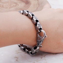 Bracciale In Titanio Retrò Con Fiore Cavo E Chic, Per Uomo