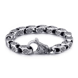 Bracciale In Titanio Retrò Con Fiore Cavo E Chic, Per Uomo