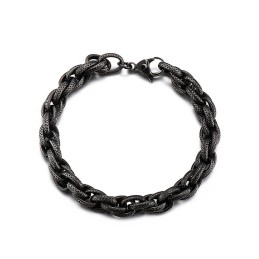 Bracciale In Titanio Con Catena Spessa Intrecciata E Motivo A Pois Neri Retrò Per Uomo