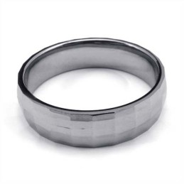 Anello In Tungsteno Sfaccettato Alla Moda