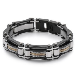 Bracciale Da Motociclista In Titanio Con Catena Intrecciata Rock Hip-Hop Da Uomo