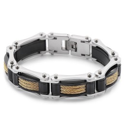 Bracciale Da Motociclista In Titanio Con Catena Intrecciata Rock Hip-Hop Da Uomo