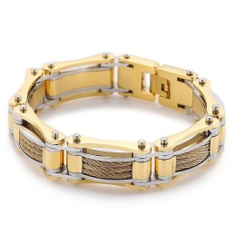 Bracciale Da Motociclista In Titanio Con Catena Intrecciata Rock Hip-Hop Da Uomo