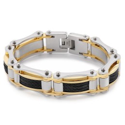 Bracciale Da Motociclista In Titanio Con Catena Intrecciata Rock Hip-Hop Da Uomo