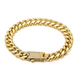 Collana Con Bracciale In Titanio Da Uomo Con Catena Cubana E Diamanti