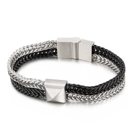 Bracciale Da Uomo In Titanio Con Catena Intrecciata A Doppio Strato E Chiglia Colorata Tide Hip-Hop