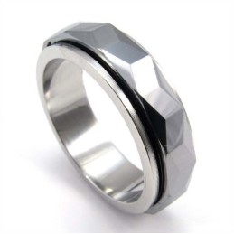 Nuovo Anello In Tungsteno Sfaccettato